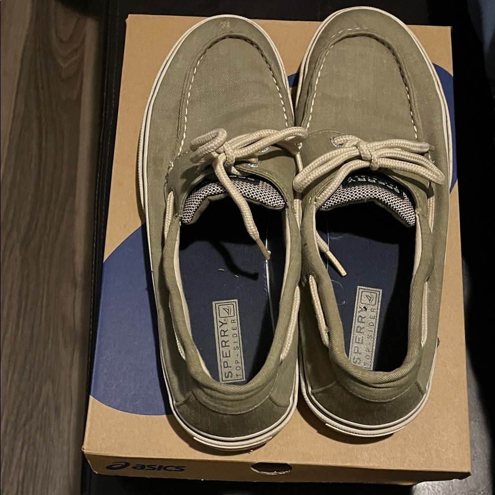Sperry Khaki Canvas Boat Shoes